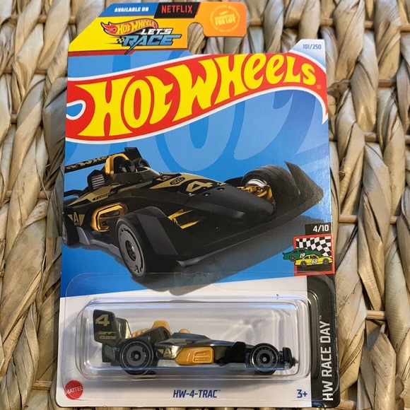 Hot Wheels Racing Car HW 4 Trac Race Day Hotwheels Racer Netflix Lets Race New - Picture 6 of 6